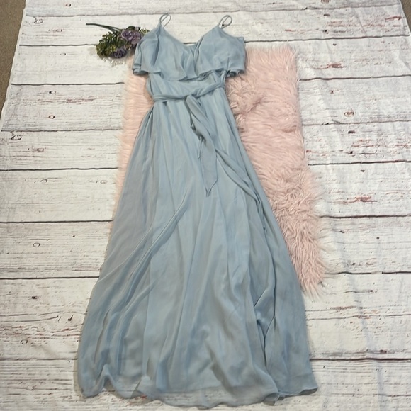 NWT Jenny Packham Ruffle Cold Shoulder Maxi Dress Mist JP1033 - Picture 7 of 10